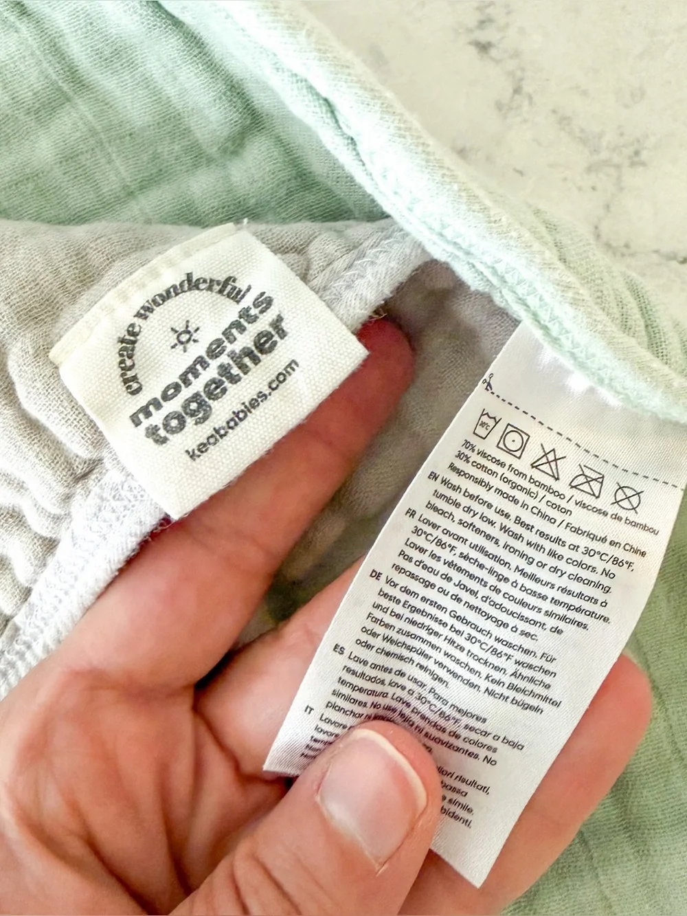 KeaBabies Lyra Organic Cotton Muslin Gauze Burp Cloths in Silver Grey & Sage